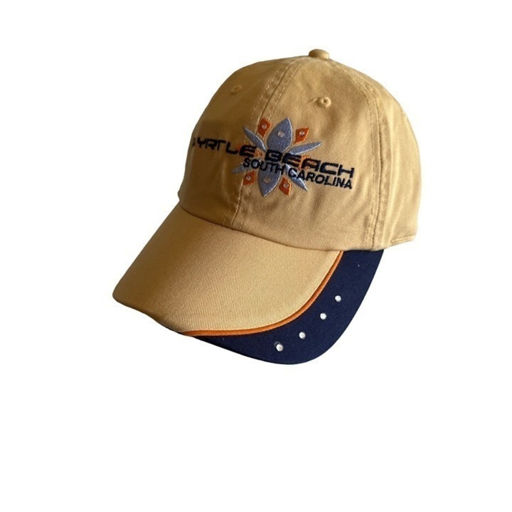 Myrtle‎ Beach South Carolina Yellow Blue Starburst Sparkle Hat Cap Adjustable
